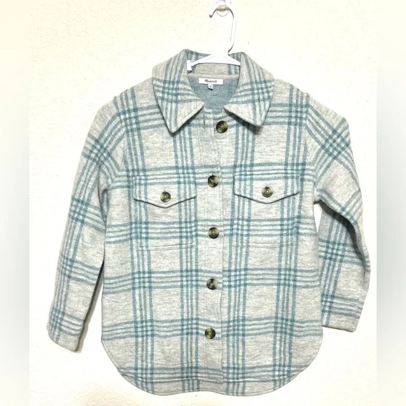 Madewell Boiled Wool Shirt-Jacket Plaid 100% Wool Over Size Shacket Size XS - Picture 2 of 11